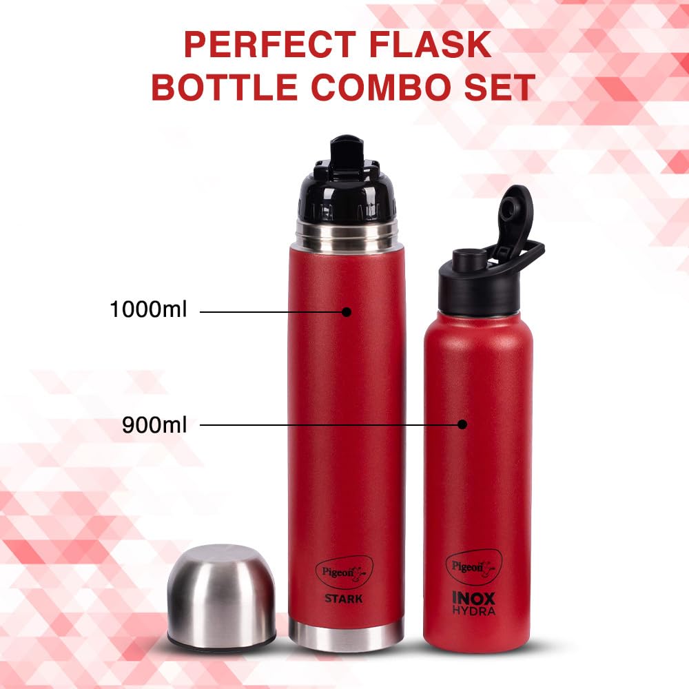 Pigeon Therminox Stark Plus Vacuum Insulated Flask 1000ml Red + Inox ...