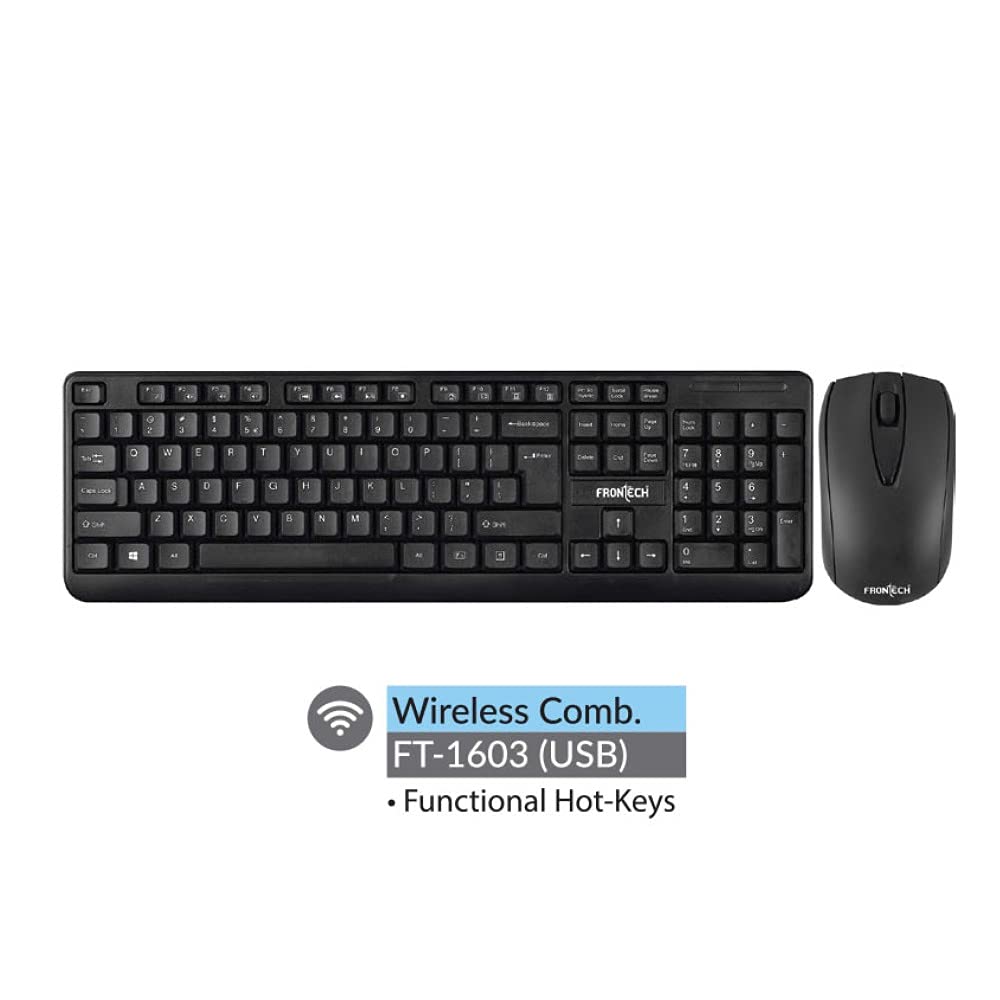 Frontech FT-1603 Wireless Keyboard and Optical Wired Mouse Combo USB ...